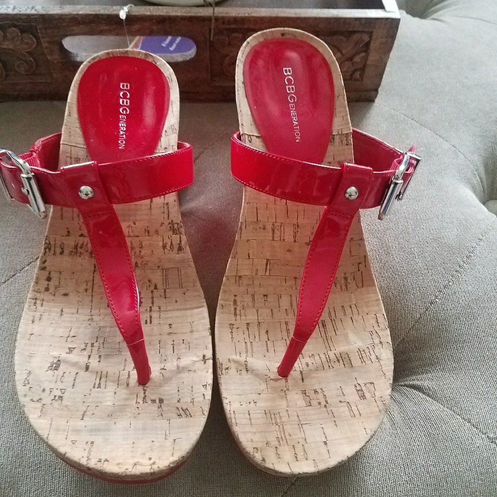 BCBG patent leather sandal